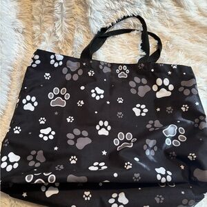 Black Tote Bag with Paw Print Design